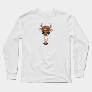 Cute Royal Deer Wearing Crown Long Sleeve T-Shirt